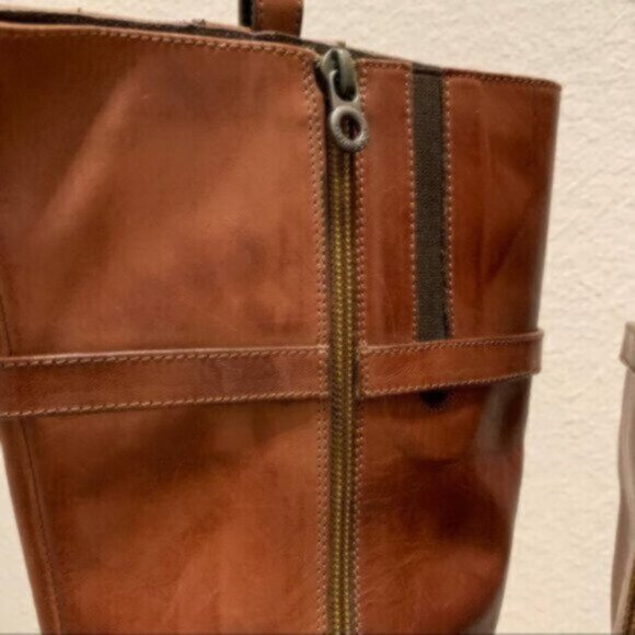 Nursace Leather Mid Calf Riding Boots Side Zipper Ankle Harness - Picture 9 of 12